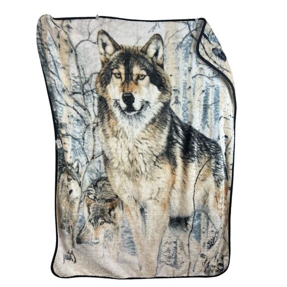 Al Agnew Second Glance Fleece Wolf Wolves Trees Snow Winter  Plush Throw Blanket - Picture 6 of 8
